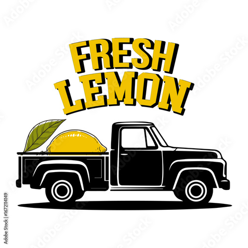Black truck vector icon on white background