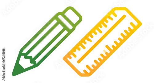 Pencil and ruler graphic illustration
