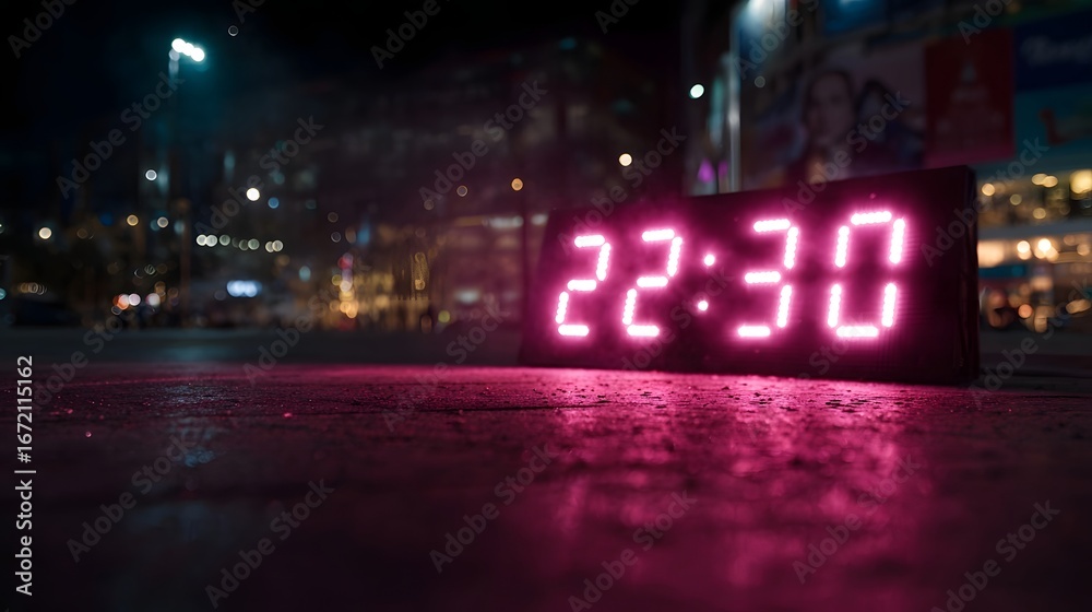 Obraz premium Digital countdown timer glowing on big screen in public square
