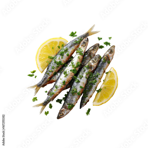 Delicious Grilled Sardines with Lemon and Parsley Garnish