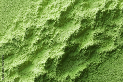 Vivid Matcha Powder Texture: Close-up shot of the powdered green tea, with focus on texture, illustrating fine particles and evoking sensations of purity and natural flavor.