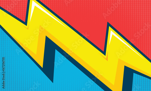 retro blue and red background with lightning 