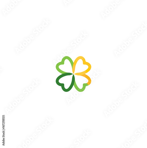 Stylized four leaf clover icon against black background