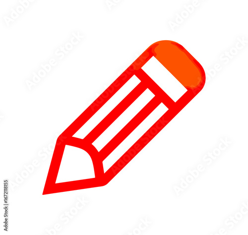 Stylized red pencil icon on black background