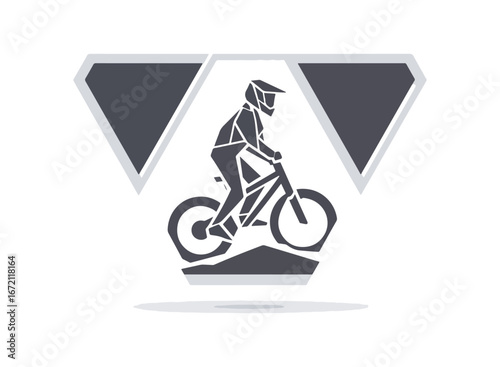Person mountain biking illustration