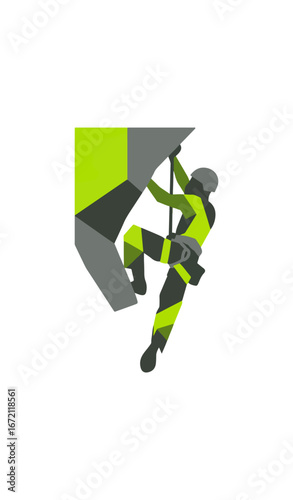 Rock climber image geometric design