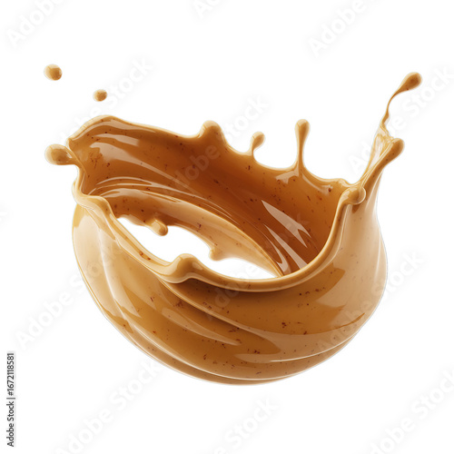 splash peanut butter with peanut seeds isolated isolated on white background