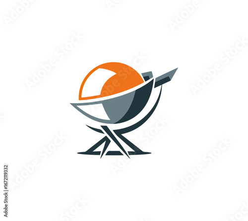 Abstract geometric sphere in container illustration against black background