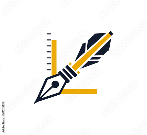 Stylish fountain pen graphic design illustration