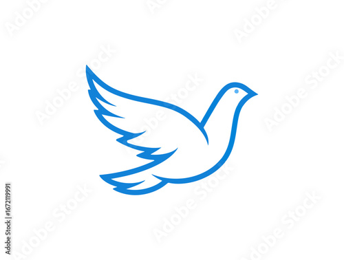 White dove in flight graphic design