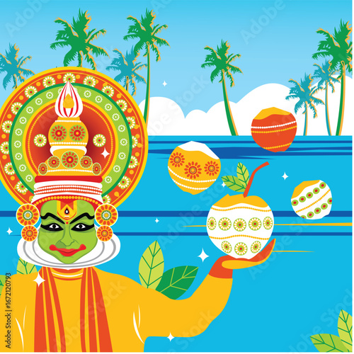 Kerala the land of god's own country is a beautiful place with kathakali dance and onam festival