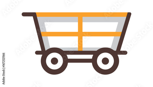 Shopping cart illustration on black background for e commerce and retail