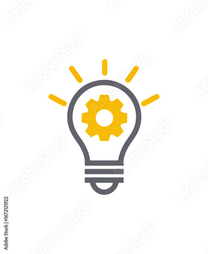 Lightbulb with gear inside symbol of ideas innovation and technology