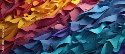 3D abstract colorful paper, organic layered textures, vivid gradients, dynamic movement, detailed patterns, digital art, high quality
