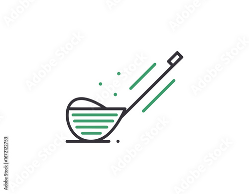 Golf club hitting golf ball illustration