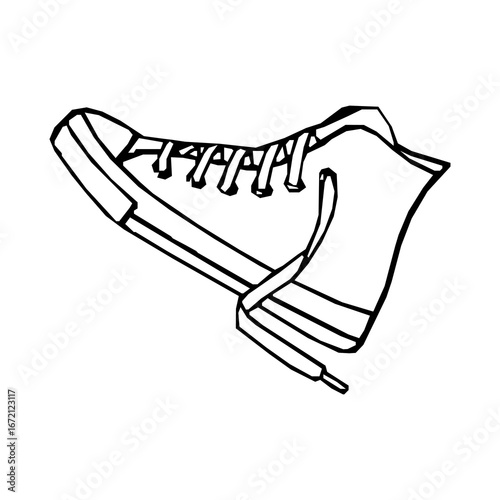 casual lace-up sneaker line art