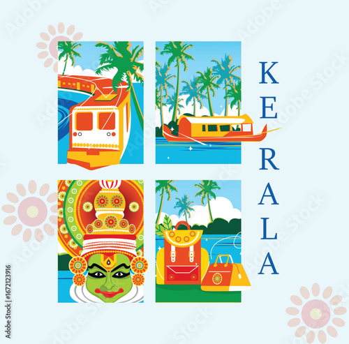 Kerala the land of god's own country is a beautiful place with kathakali dance and onam festival