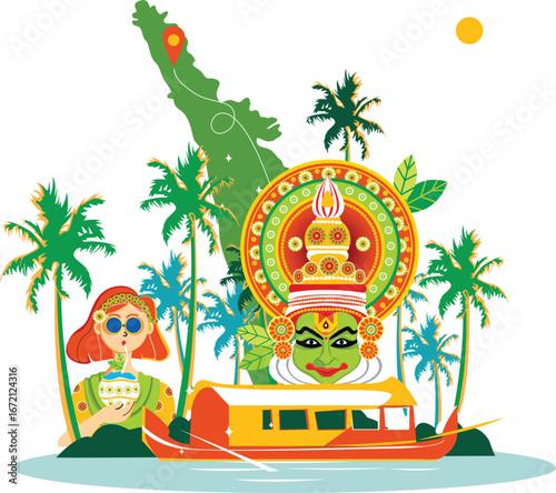 Kerala the land of god's own country is a beautiful place with kathakali dance and onam festival