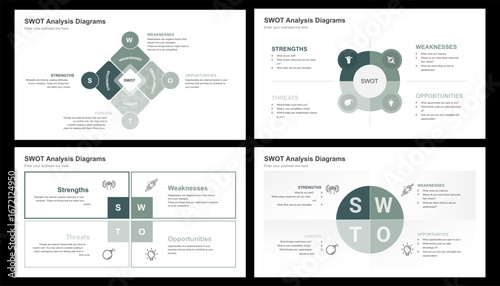 SWOT Analysis Diagrams Four Strategic Perspectives