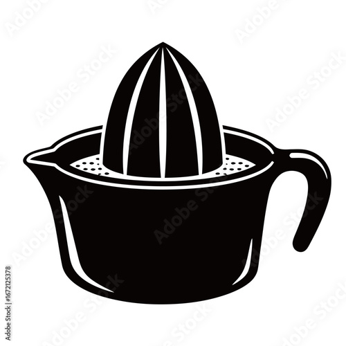 black and white silhouette of a citrus juicer vector on a white background