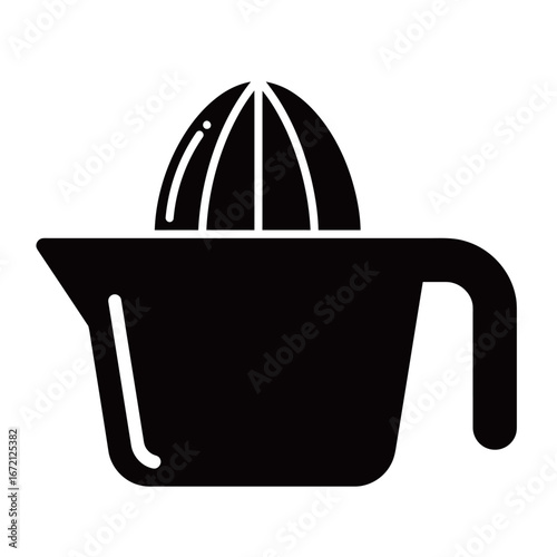 black and white silhouette of a citrus juicer vector on a white background