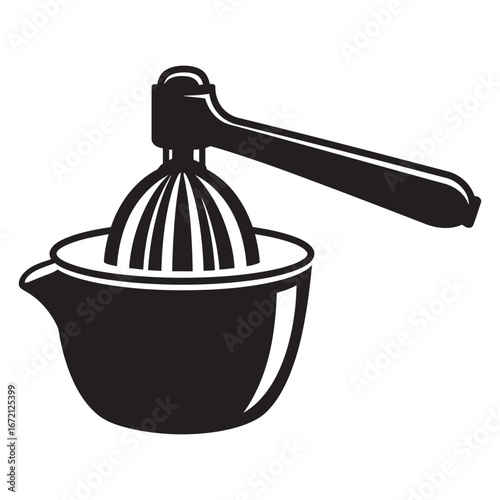black and white silhouette of a citrus juicer vector on a white background