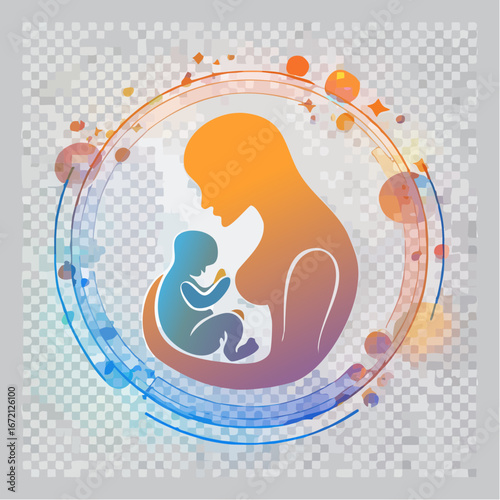 Mother and Child Embrace Love and Care Vector Art