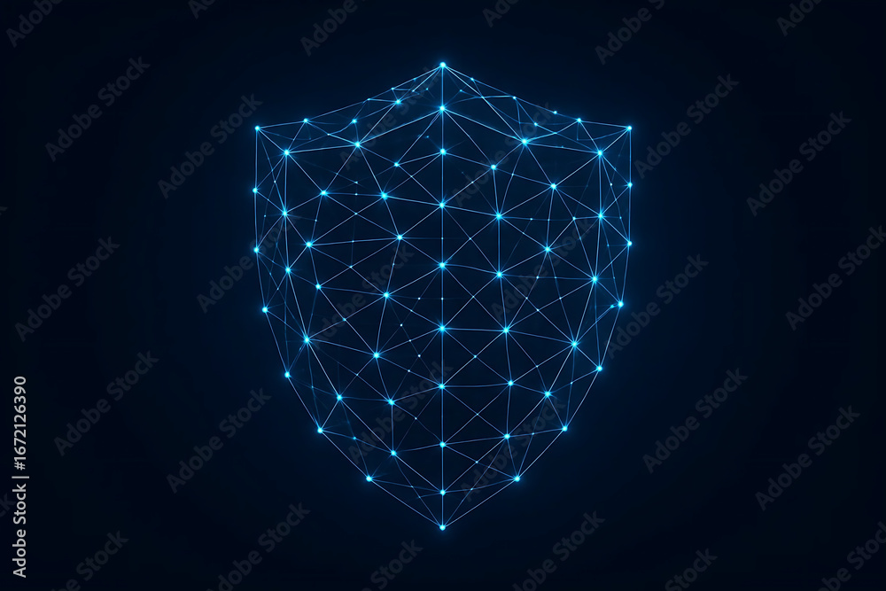 Fototapeta premium Cyber Shield Protection and Data Security Depiction Showcasing Advanced Cybersecurity Technologies, Encrypted Information Management, Threat Detection, Secure Network Infrastructure, and Data Security