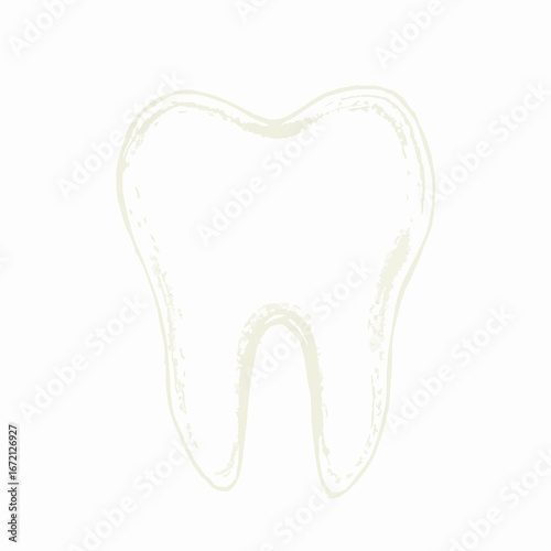 Simple Outline Drawing Of A Tooth With Textured Brush Strokes dental dentistry