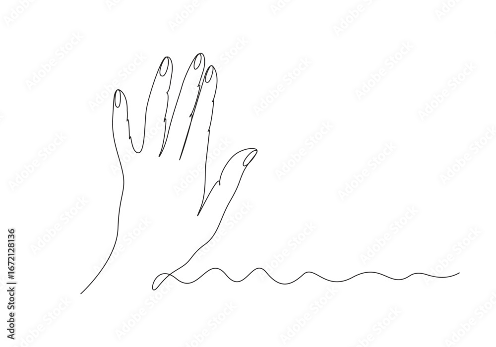Obraz premium Human hand One Continuous Line Drawing