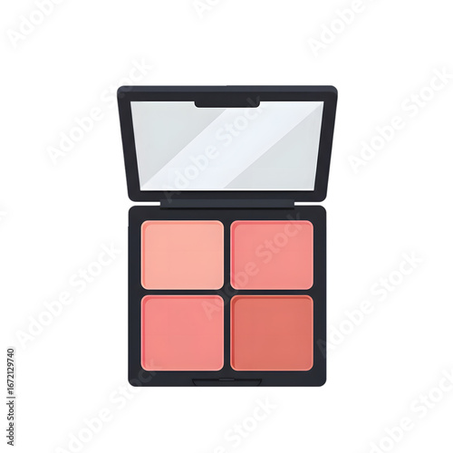 Wallpaper Mural Blush Palette with Mirror: A square blush palette features a selection of blush shades for cosmetic application. This image has a clean design Torontodigital.ca