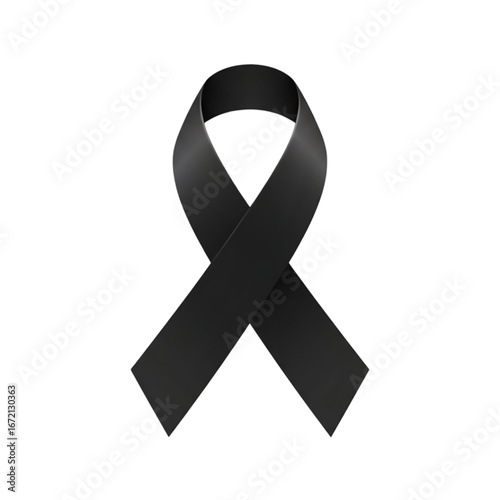 Wallpaper Mural In Memoriam: A solemn black ribbon, a poignant symbol of remembrance, grief, and mourning, meticulously rendered to evoke a deep sense of loss. Torontodigital.ca