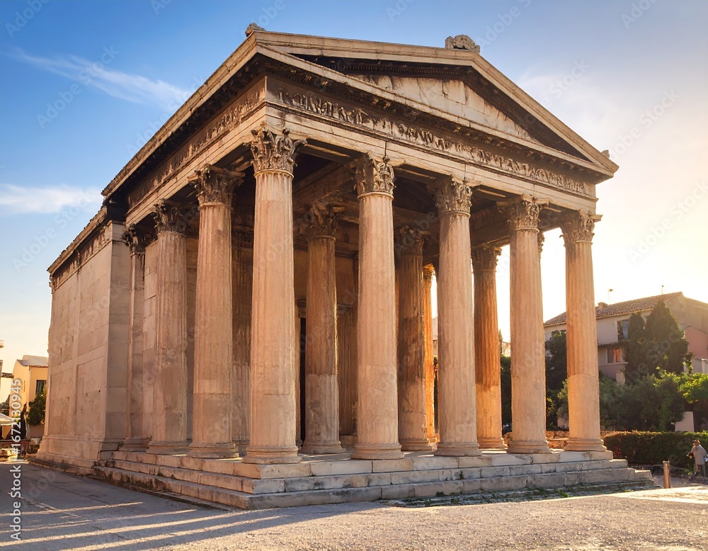 Fototapeta premium Temple of Hephaestus with Athens, and Greece.