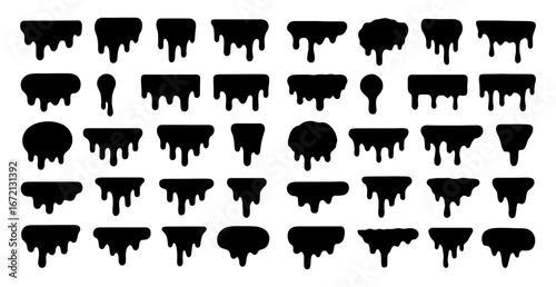Collection of dripping shapes with varied forms and liquid appearance