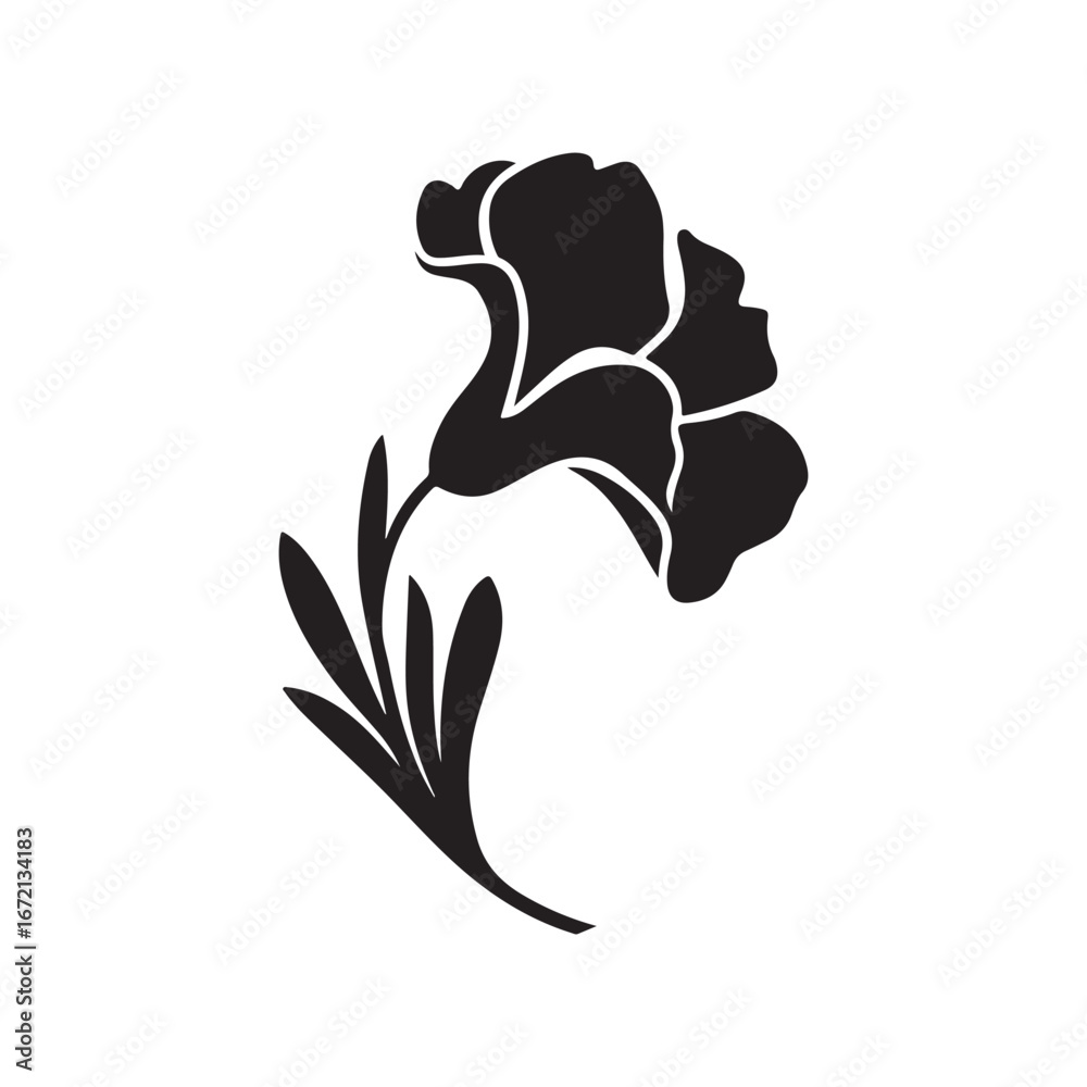 Obraz premium Sweet Pea Flower Silhouette: A Single Stem Vector Design for Botanical and Garden Themes