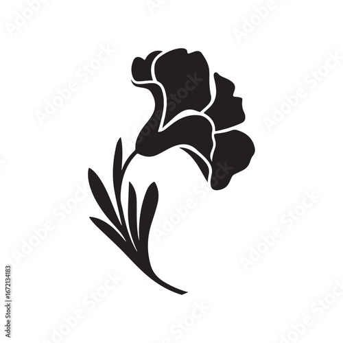 Sweet Pea Flower Silhouette: A Single Stem Vector Design for Botanical and Garden Themes