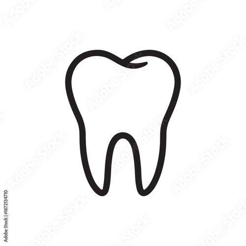 Simple Outline of a Healthy Human Tooth Vector Icon for Dental Health and Care