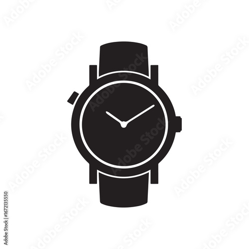 Classic Wristwatch Vector Icon: An Elegant Timepiece and Fashion Accessory Silhouette