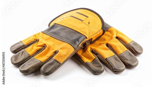 High voltage insulated gloves with thick protective material ergonomic design and safety certification isolated on white background essential electrician personal protective equipment
