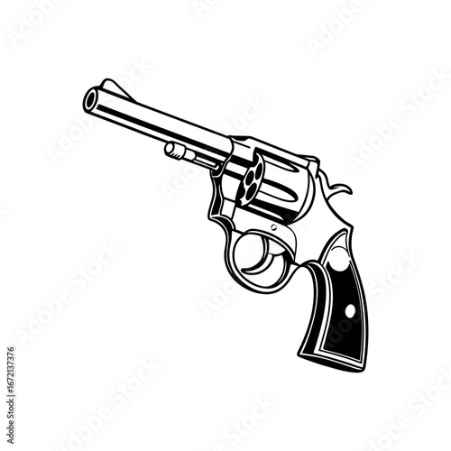 silhouette vector art of a revolver pistol side