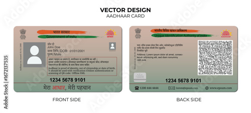 Editable Aadhaar Card Latest PVC card Vector Template – Indian Government ID Design for Mockups and UI Kits