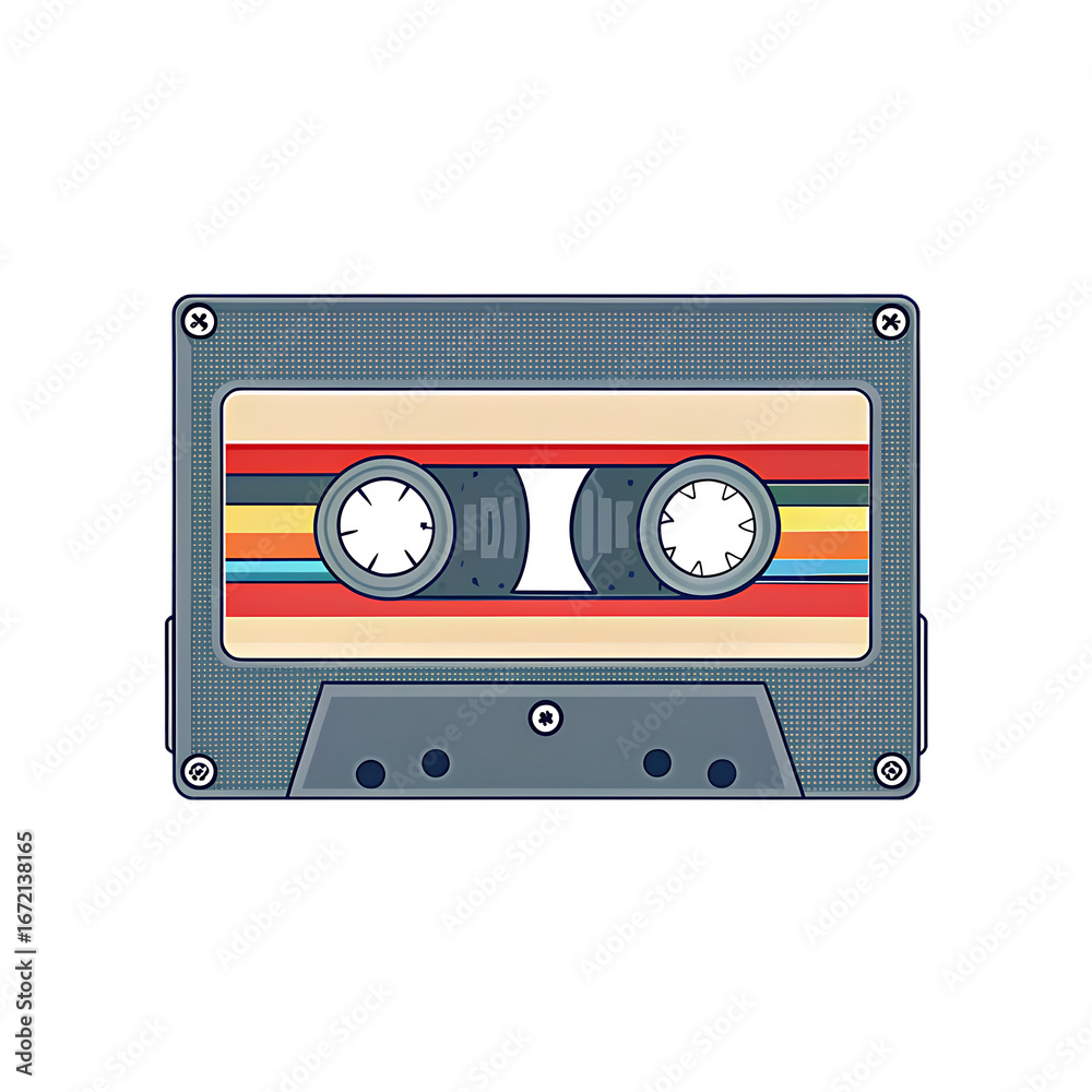 Obraz premium cassette tape illustration a retro isolated on white background, png, ai generated.