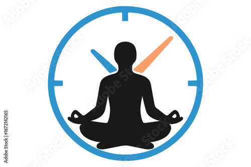 Time for Meditation A Symbolic Fusion of Mindfulness and Time Management in Modern Wellness Graphic Design