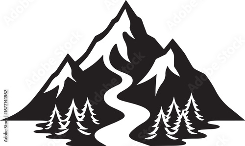 River Valley Mountain Silhouettes