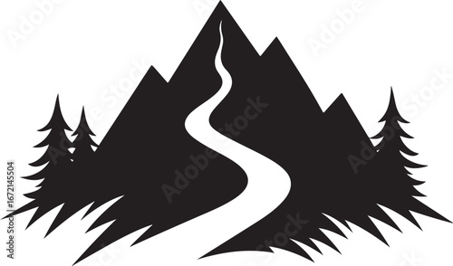 River Valley Mountain Silhouettes