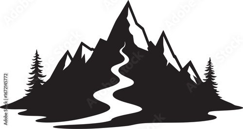 River Valley Mountain Silhouettes