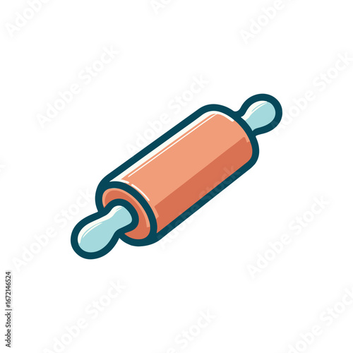 A colorful rolling pin placed on a clean surface, ideal for baking and culinary activities