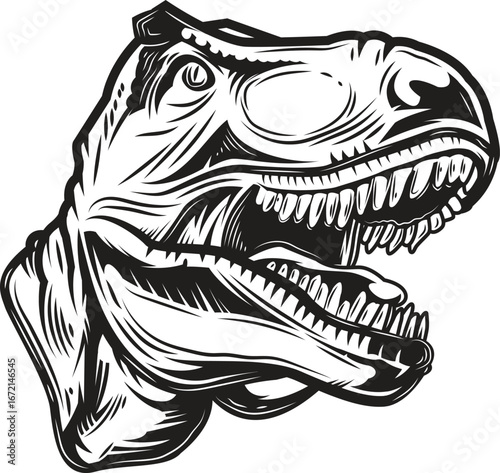 dinosaur head silhouette on white background	