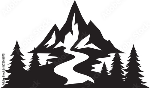 River Valley Mountain Silhouettes