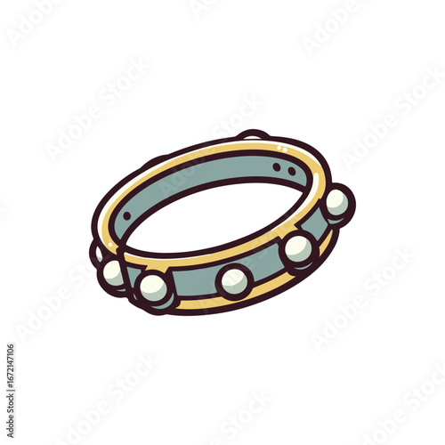 A decorative ring featuring a blue band with pearl accents, set against a minimalist background